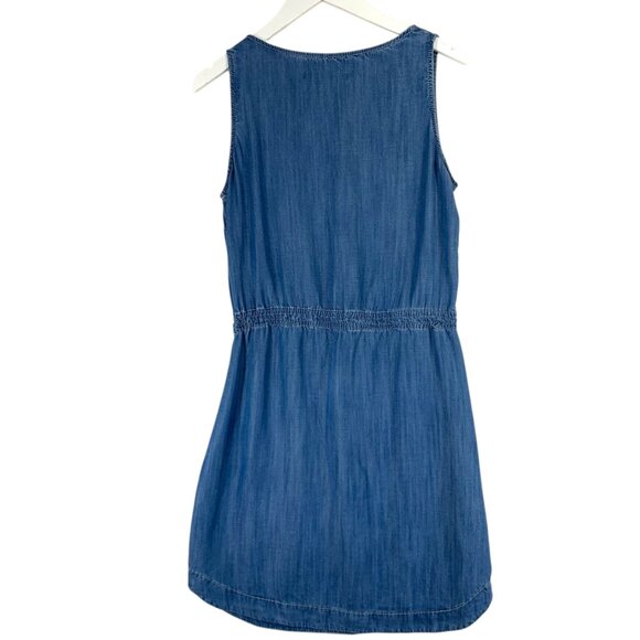 sleeveless Denim Dress - Medium Blue tie waist rounded hem sz small MAVI - Picture 8 of 16